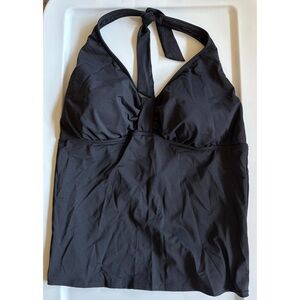 Land's End Black Tankini Swimsuit Halter Top Bathing Suit Adjustable NEW Size 16